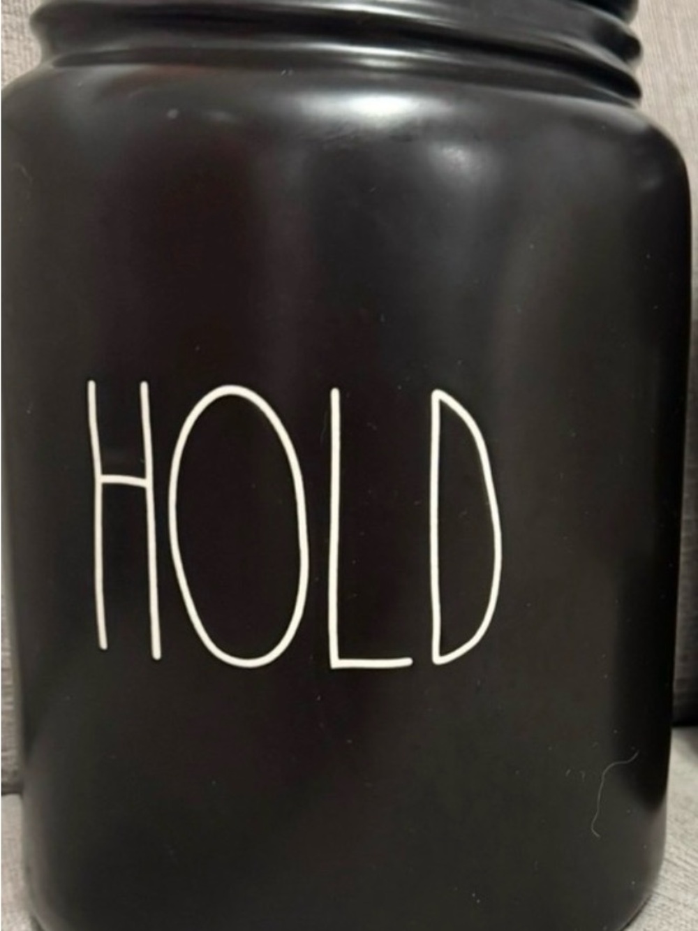 Rae Dunn Black Ceramic 'HOLD' Storage Jar